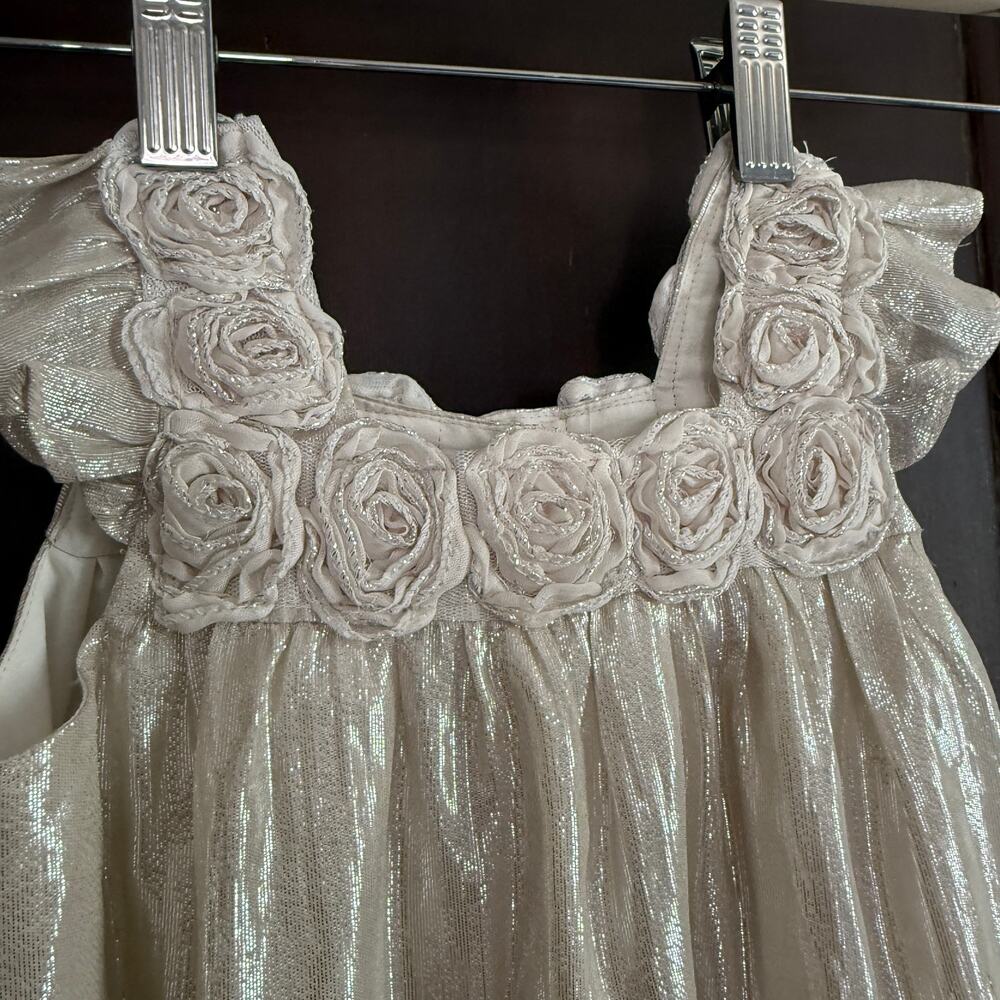 HALABALOO Silver Shimmery Rosette Girl's Party Dress | 4T - Picture 3 of 7
